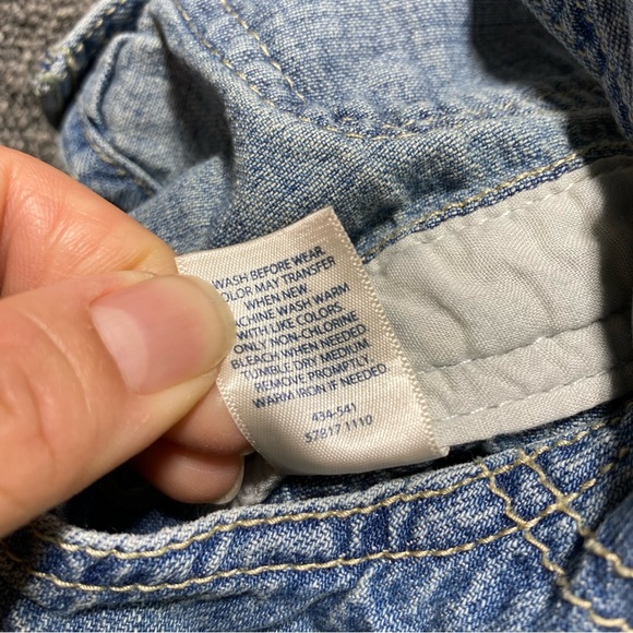 Vtg Osh Kosh Jean Overall Denim Dress Vestbak Tiered 18M - Picture 4 of 9